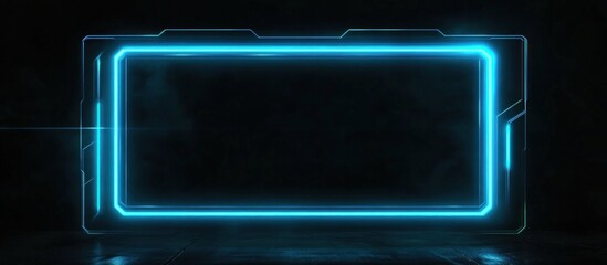 Futuristic Neon Frame with Blue Glowing Light