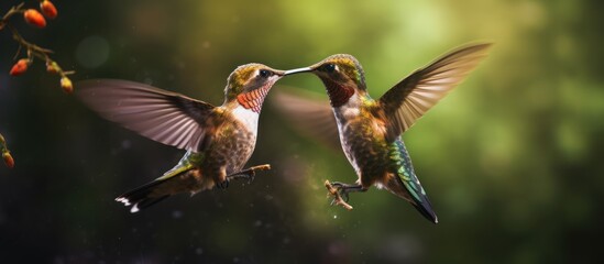 Naklejka premium Hummingbirds in Mid-Flight