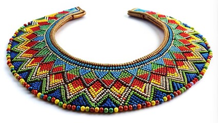 Ethnic Brazilian handmade beads collar isolated on white background