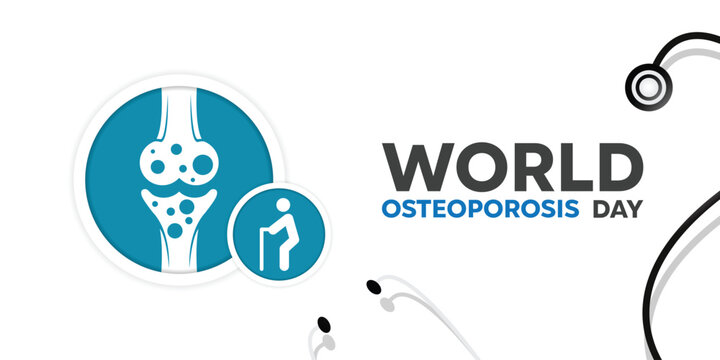 World Osteoporosis Day. Bone, people and stethoscope. Great for cards, banners, posters, social media and more. White background.