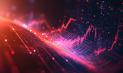 Fototapeta premium Futuristic Stock Market Chart with Glowing Data or Dynamic Financial Timeline for graphic background