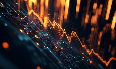 Futuristic Stock Market Chart with Glowing Data or Dynamic Financial Timeline for graphic background