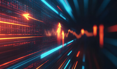 Futuristic Stock Market Chart with Glowing Data or Dynamic Financial Timeline for graphic background