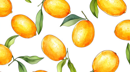 Fresh orange mandarin fruit with green leaves isolated on white background