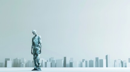 Fototapeta premium Minimalist Zombie Figure in Urban Landscape