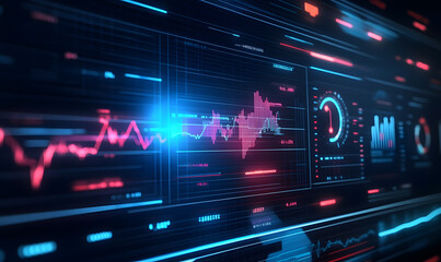 Obraz premium Futuristic Stock Market Chart with Glowing Data or Dynamic Financial Timeline for graphic background