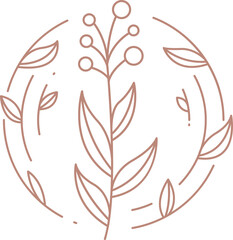 Decorative Flowers and Leaves Line Art