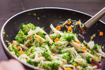 A bright vegetable stew made from fresh vegetables, symbolizing a healthy and proper