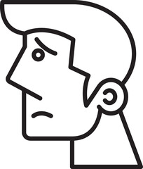 Sad Man Avatar Side View Line Art