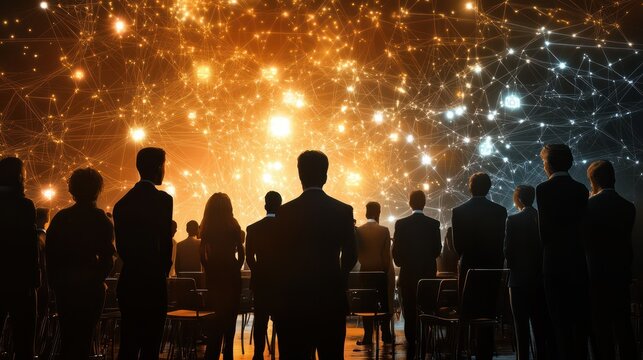 image illustrating the concept of decentralized autonomous organizations (DAOs), with stakeholders voting on governance decisions.