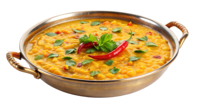 Delicious dal tadka isolated on white background