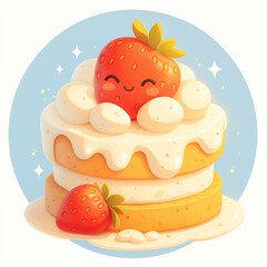 cartoon strawberry cake