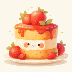 cartoon strawberry cake