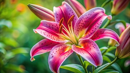 Fototapeta premium Extreme close-up of a lily flower in the garden