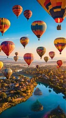 Obraz premium Colorful Sky Symphony - Air balloon in the sky