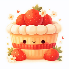 cartoon strawberry cute cake
