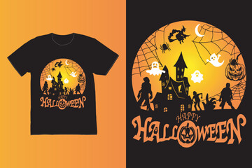 Happy Halloween T shirt design vector. Typography, Illustration Halloween t shirt design.[Converted].eps