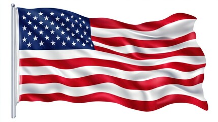 Fototapeta premium United States flag waving isolated on white background