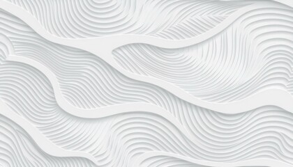 Obraz premium 3D illustration of white seamless pattern waves light and shadow. Abstract wavy line 3d paper cut white background.