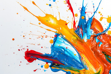 Abstract colorful paint splashes isolated on white background Colorful artistic background

