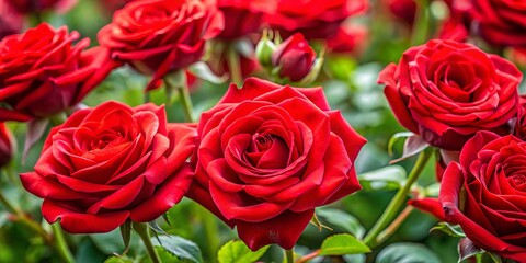 Obraz premium Striking red roses in natural light, perfect for elegant floral arrangements and decor, showcasing their beauty and