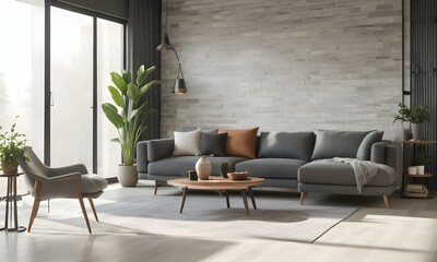 Modern minimalist living room with sofa unique designs.