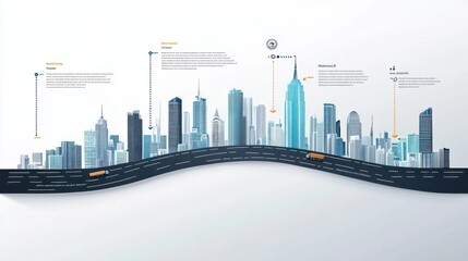 Business road map timeline infographic city designed for abstract background template milestone element modern diagram process technology digital marketing data presentation chart Vector illustration
