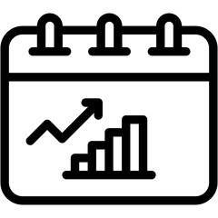 Vector Icon Calendar, Analysis, Time and Date, Data Analytics, Chart, Line Graph