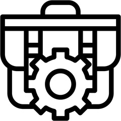 Vector Icon Work In Progress, Workflow, Process, Business, Gear, Briefcase