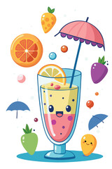 Tropical cocktail vector illustration isolated on a white background