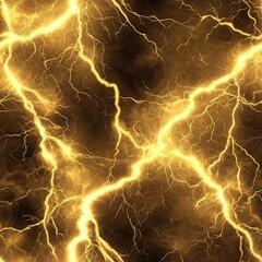 Golden Yellow Lightning Electricity Seamless Pattern