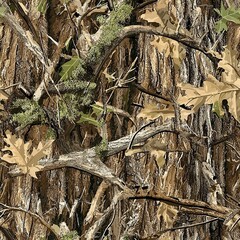 Mossy Oak Tree Camouflage Hunting Texture, Seamless Pattern