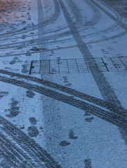 Dirty Tire Tracks On White Background