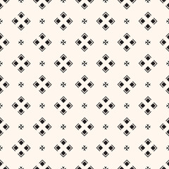 Simple minimalist geometric seamless pattern. Abstract monochrome minimal background with small floral shapes. Subtle repeat design for decor, print.