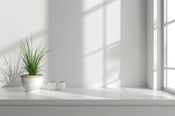 Kitchen Wall Interior. Modern Contemporary Kitchen Room with Grey Wall Mockup