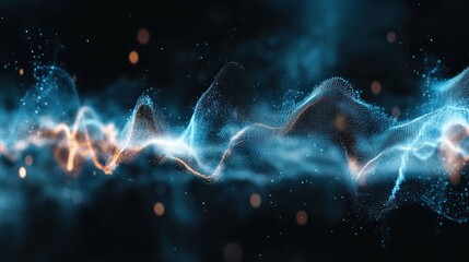 Abstract Sound waves. Frequency audio waveform, music wave HUD interface elements, voice graph signal cyberpunk, Generative ai