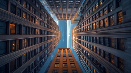 Obraz premium A Glimpse Upward: Cityscape Architecture with Windows
