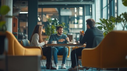 Casual Meeting of Coworkers in a Modern Office