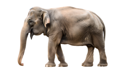 Adult Asian elephant standing on white background 