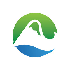 mountain wave icon logo vector