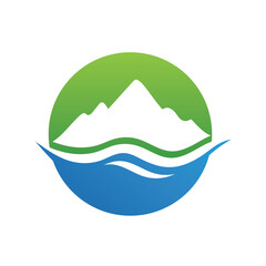 mountain wave icon logo vector