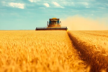 Fototapeta premium combine harvester on field