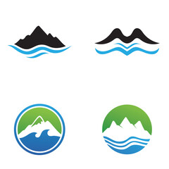 mountain wave icon logo vector