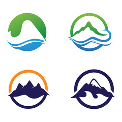 mountain wave icon logo vector