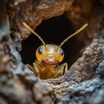 Close-up of termite queen inside a nest, Termite queen, Termite colony