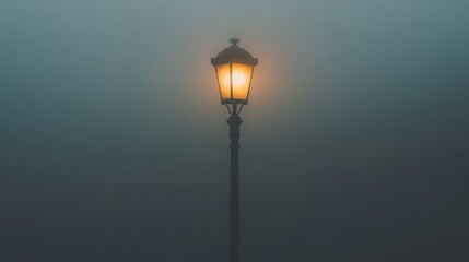 Street Lamp Illuminating Foggy Night