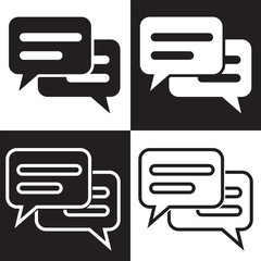 Comment icon.  isolated on white and black  background. Vector illustration. EPS 10