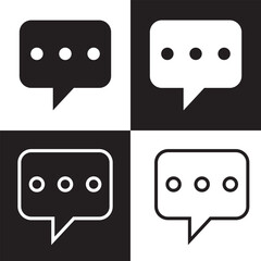 Comment icon.  isolated on white and black  background. Vector illustration. EPS 10