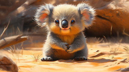 Fototapeta premium illustration of a cute koala cub