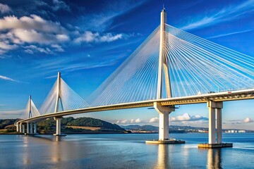 Fototapeta premium Extreme close-up view of the Queensferry Crossing South Bridge in Scotland